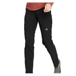 Eddie Bauer First Ascent Cargo Hiking Pants Women's 14 Stretch Zip Pockets Black